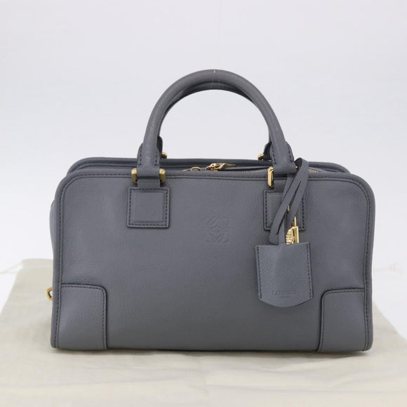 LOEWE Amazona 28 Hand Bag Leather Gray Gold Auth 195962M