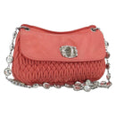 Miu Miu Matelasse Chain Shoulder Bag Leather Pink Silver Auth 195963A-1