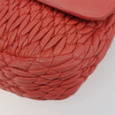 Miu Miu Matelasse Chain Shoulder Bag Leather Pink Silver Auth 195963A-10