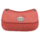 Miu Miu Matelasse Chain Shoulder Bag Leather Pink Silver Auth 195963A-13