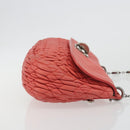 Miu Miu Matelasse Chain Shoulder Bag Leather Pink Silver Auth 195963A-3