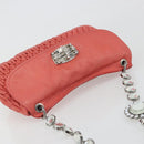 Miu Miu Matelasse Chain Shoulder Bag Leather Pink Silver Auth 195963A-6