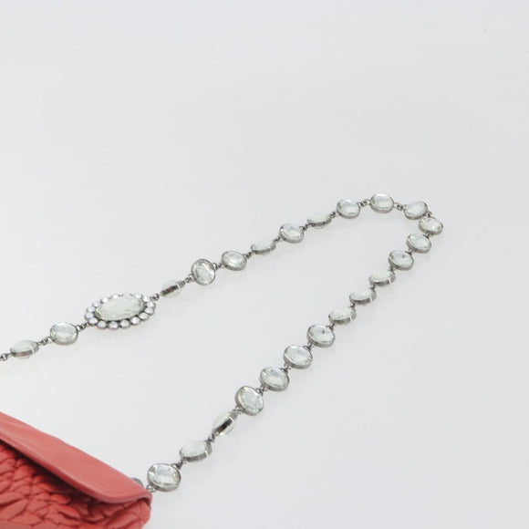 Miu Miu Matelasse Chain Shoulder Bag Leather Pink Silver Auth 195963A