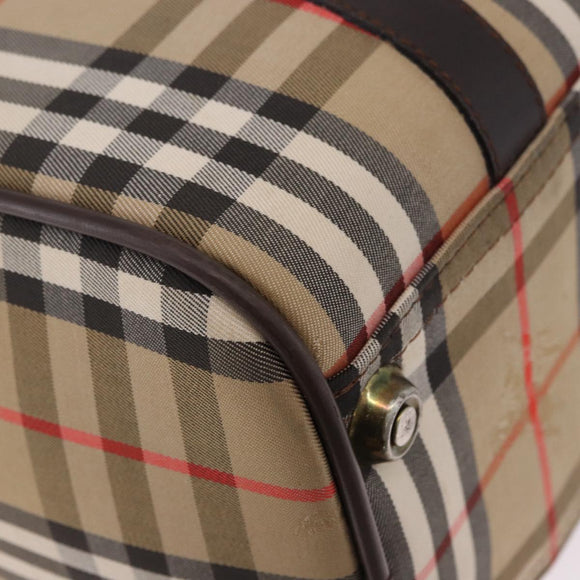 Burberrys Nova Check Boston Bag Canvas Beige Gold Auth 195967A