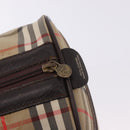 Burberrys Nova Check Boston Bag Canvas Beige Gold Auth 195967A-10