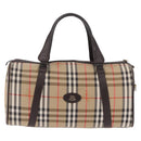Burberrys Nova Check Boston Bag Canvas Beige Gold Auth 195967A-13