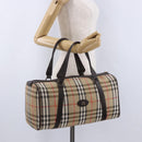 Burberrys Nova Check Boston Bag Canvas Beige Gold Auth 195967A-21