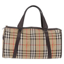 Burberrys Nova Check Boston Bag Canvas Beige Gold Auth 195967A-2