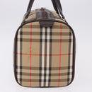 Burberrys Nova Check Boston Bag Canvas Beige Gold Auth 195967A-4