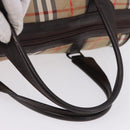 Burberrys Nova Check Boston Bag Canvas Beige Gold Auth 195967A-7