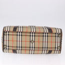 Burberrys Nova Check Boston Bag Canvas Beige Gold Auth 195967A-5