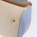 FENDI Hand Bag Canvas 2way Beige Silver Auth 195971A-17