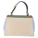 FENDI Hand Bag Canvas 2way Beige Silver Auth 195971A-2