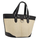 BURBERRY Hand Bag Straw Beige Silver Auth 195974A-1