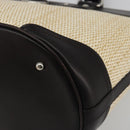 BURBERRY Hand Bag Straw Beige Silver Auth 195974A-9