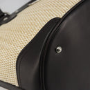 BURBERRY Hand Bag Straw Beige Silver Auth 195974A-14
