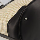 BURBERRY Hand Bag Straw Beige Silver Auth 195974A-16