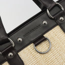 BURBERRY Hand Bag Straw Beige Silver Auth 195974A-10