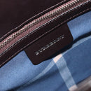 BURBERRY Hand Bag Straw Beige Silver Auth 195974A-11