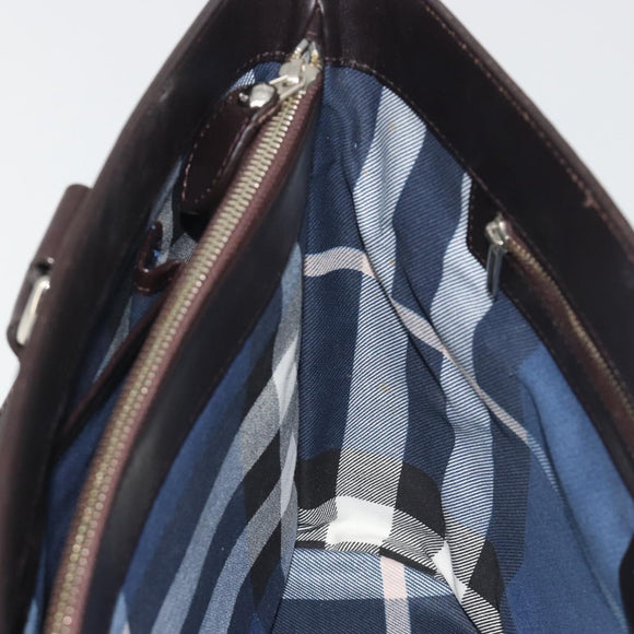 BURBERRY Hand Bag Straw Beige Silver Auth 195974A