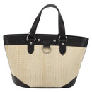 BURBERRY Hand Bag Straw Beige Silver Auth 195974A-13