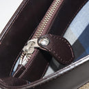 BURBERRY Hand Bag Straw Beige Silver Auth 195974A-21
