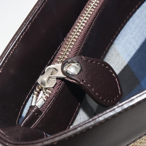 BURBERRY Hand Bag Straw Beige Silver Auth 195974A