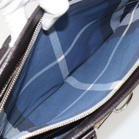 BURBERRY Hand Bag Straw Beige Silver Auth 195974A