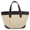 BURBERRY Hand Bag Straw Beige Silver Auth 195974A-2