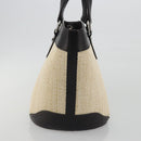 BURBERRY Hand Bag Straw Beige Silver Auth 195974A-3