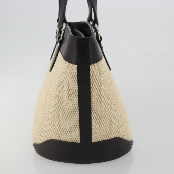 BURBERRY Hand Bag Straw Beige Silver Auth 195974A