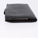 CHANEL Long Wallet Caviar Skin Black Gold CC Auth 195978-4