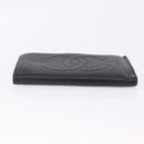 CHANEL Long Wallet Caviar Skin Black Gold CC Auth 195978-6