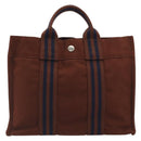 HERMES Fourre Tout PM Hand Bag Canvas Brown Silver Auth 195979A-2