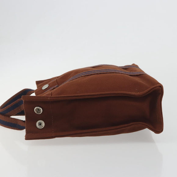 HERMES Fourre Tout PM Hand Bag Canvas Brown Silver Auth 195979A