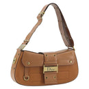 Christian Dior Street Chic Shoulder Bag Leather Brown Gold Auth 195980V-1