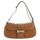 Christian Dior Street Chic Shoulder Bag Leather Brown Gold Auth 195980V-13