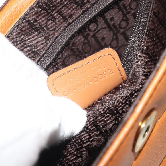 Christian Dior Street Chic Shoulder Bag Leather Brown Gold Auth 195980V
