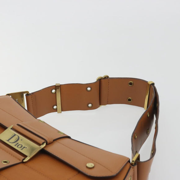 Christian Dior Street Chic Shoulder Bag Leather Brown Gold Auth 195980V