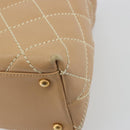 CHANEL Wild Stitch Shoulder Bag Leather Beige Gold CC Auth 195981A-15