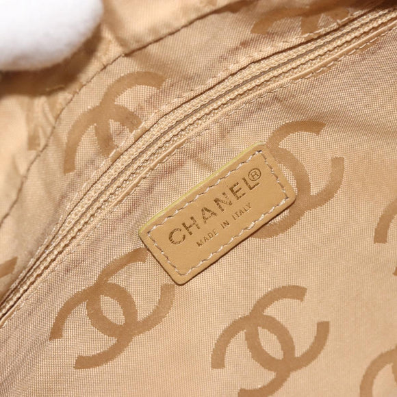 CHANEL Wild Stitch Shoulder Bag Leather Beige Gold CC Auth 195981A