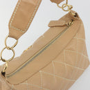 CHANEL Wild Stitch Shoulder Bag Leather Beige Gold CC Auth 195981A-6