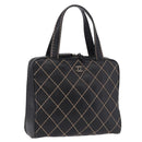 CHANEL Wild Stitch Hand Bag Leather Black CC Auth 195982V-1