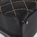 CHANEL Wild Stitch Hand Bag Leather Black CC Auth 195982V-10