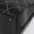 CHANEL Wild Stitch Hand Bag Leather Black CC Auth 195982V-11