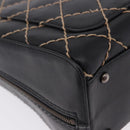 CHANEL Wild Stitch Hand Bag Leather Black CC Auth 195982V-12