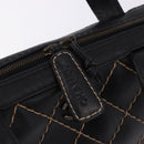 CHANEL Wild Stitch Hand Bag Leather Black CC Auth 195982V-14