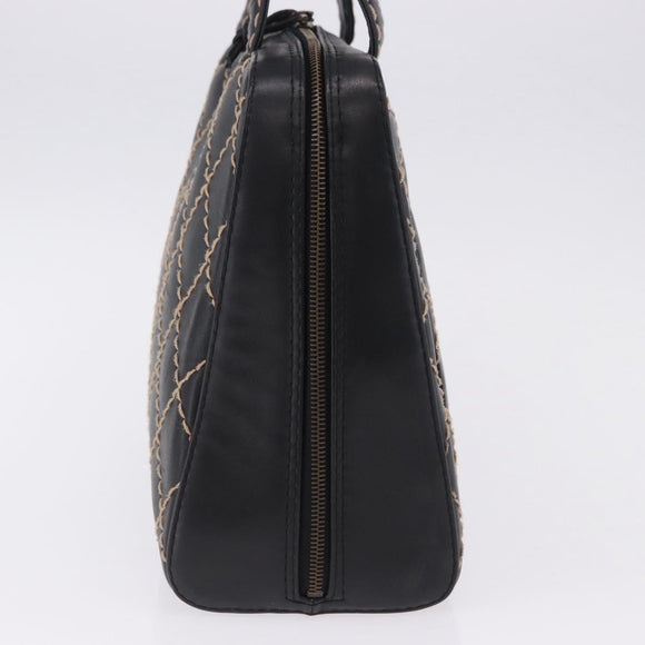 CHANEL Wild Stitch Hand Bag Leather Black CC Auth 195982V