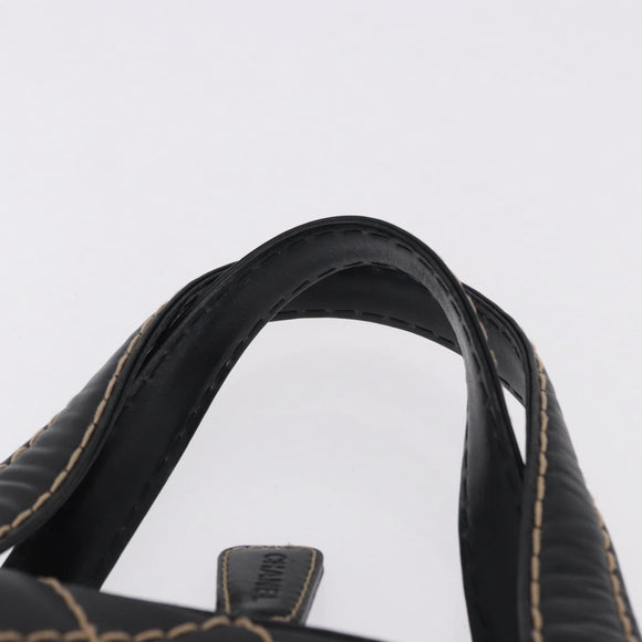 CHANEL Wild Stitch Hand Bag Leather Black CC Auth 195982V