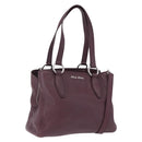 Miu Miu Hand Bag Leather 2way Bordeaux Silver Auth 195983A-1